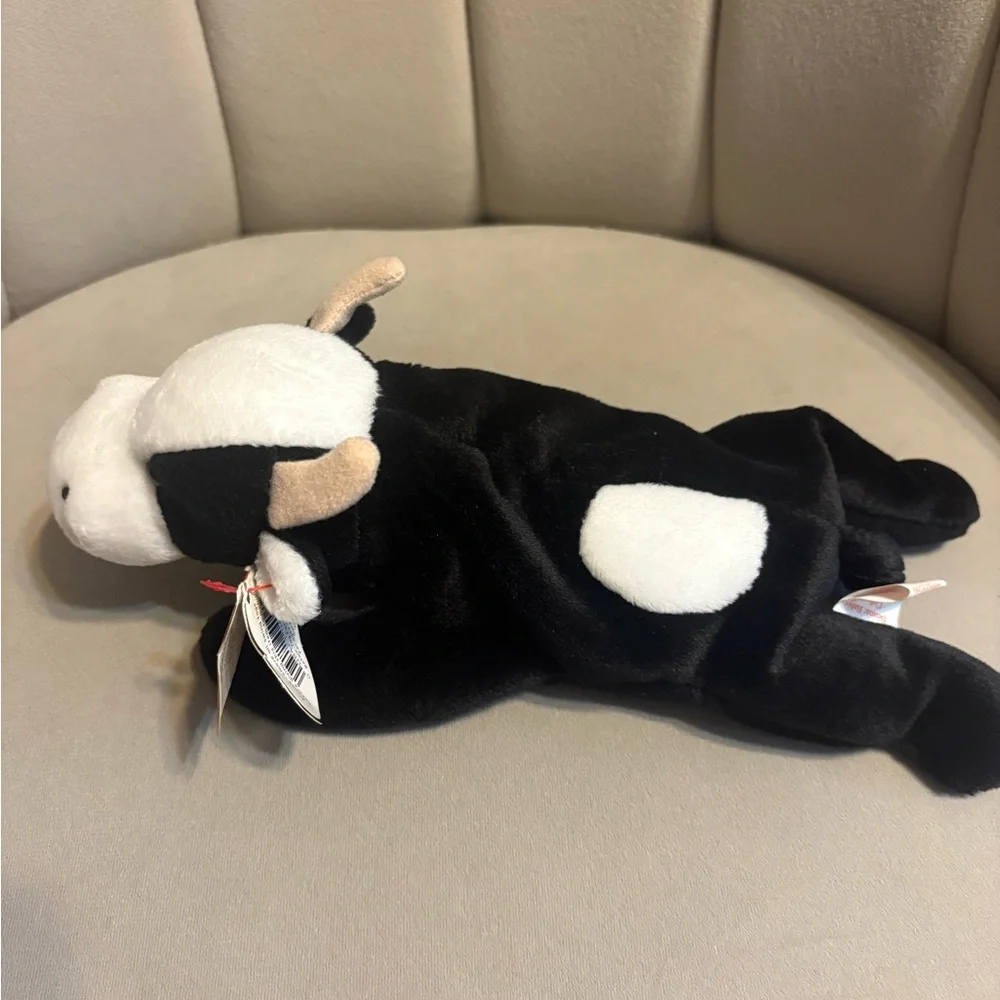 Ty Plush Black and White Cow Toy